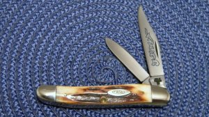 Case XX Stainless USA 3 Dot (1977) Stag 52087 SSP Blue Scroll Stockman Knife