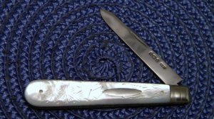 Vintage Fruit Knife Carved Pearl Handles w/Sterling Silver Blade - C. 1905 - Sheffield