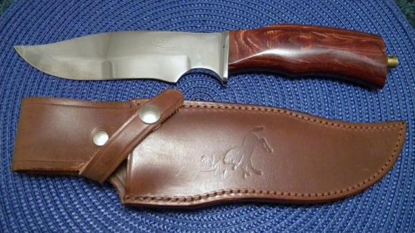 Colt Sheffield England Wood & Brass Bowie Fixed Blade Sheath Knife c.1970's Colt Sheffield England Wood & Brass Bowie Fixed Blade Sheath Knife c.1970's
