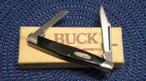 Buck 305 USA (Camillus) Lancer Black Delrin 2 Blade Stockman Knife in Box c.1974-1985 