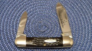 Case XX USA 1970's Bone 62131 Etched Canoe Knife