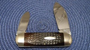 Case XX USA 6 Dot (1974) Laminated Wood 6250 Etched Elephant Toe Knife