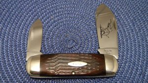 Case XX USA 4 Dot (1976) Laminated Wood 6250 Etched Elephant Toe Knife