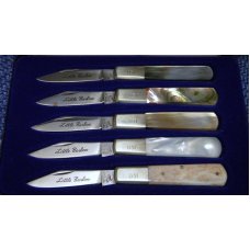Frost Cutlery Surgical Steel Japan Little Barlow Knife Set of 5 Miniature Knives - NIB Frost Cutlery Surgical Steel Japan Little Barlow Knife Set of 5 Miniature Knives - NIB