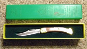 Puma Germany Stainless Wood 960 Cub Folding Lockback Knife c.1978 in Box