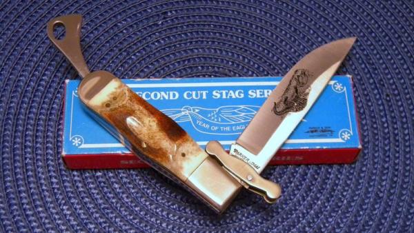 Parker IMAI Japan 2nd Cut Stag K-418 Wildlife Series Swing Guard Safety Folder Knife - NIB