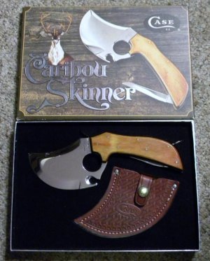 Case XX SS USA 9 Dot (1981) Wood Caribou Skinner Knife and Sheath - NIB