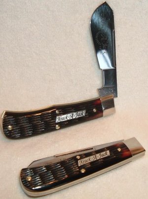 OLE JACK KRACK-A-JACK COTTON SAMPLER W/BURNT AMBER JIGGED BONE HANDLES