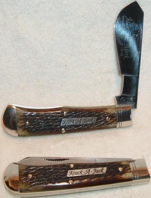 OLE JACK KRACK-A-JACK  COTTON SAMPLER W/BURNT HEMLOCK JIGGED BONE HANDLES