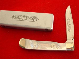 Boker Tree Brand Mother of Pearl Linelock Knife/case 