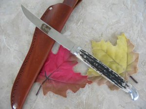 Queen F5 Carved Stag Bone Filet Knife Fixed Blade /case