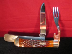 Case Trapper 1999 Brown Jigged bone HB6254 SS Hobo Knife . 