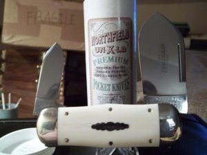 GEC NORTHFIELD GENUINE ELEPHANT IVORY 46 PATTERN WHALER 1 OF 3 **SUPER RARE** !HUGE SLABS OF IVORY!