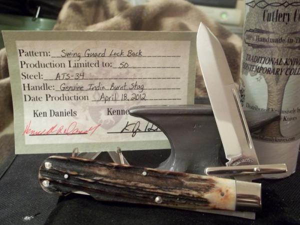 TUNA VALLEY CUTLERY GENUINE BURNT STAG SWING GUARD LOCK BACK 1 OF 50 W/ ATS-34 BLADE **SUPER NICE** TUNA VALLEY CUTLERY GENUINE BURNT STAG SWING GUARD LOCK BACK 1 OF 50 W/ ATS-34 BLADE **SUPER NICE**
