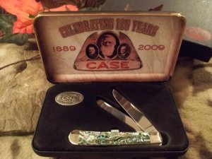 CASE 2009 120TH ANNIVERSARY GENUINE PAUA ABALONE TRAPPER #48 OF 100 *!*GORGEOUS ABALONE* SUPER RARE!