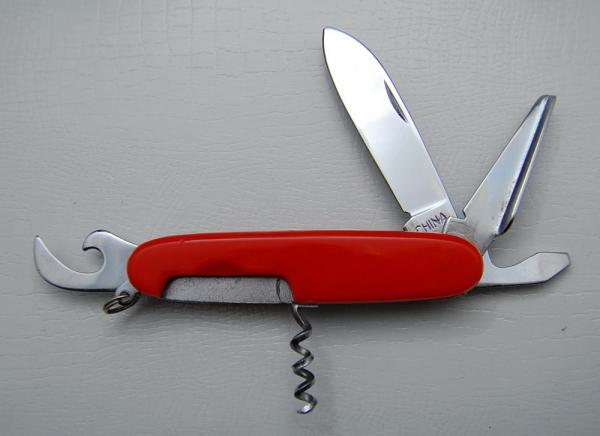 Chinese Made Pocket Knife Unofficial Scout With Orange Plastic Covers 3 5/8