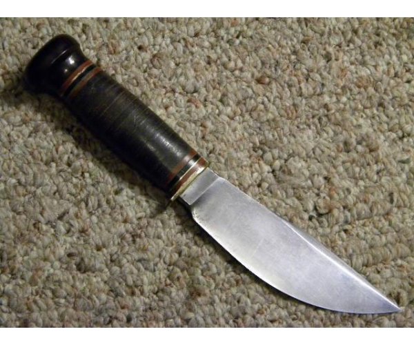 Vintage Marbles Gladstone Mich. USA Stacked Leather Sheath Knife WWII Era