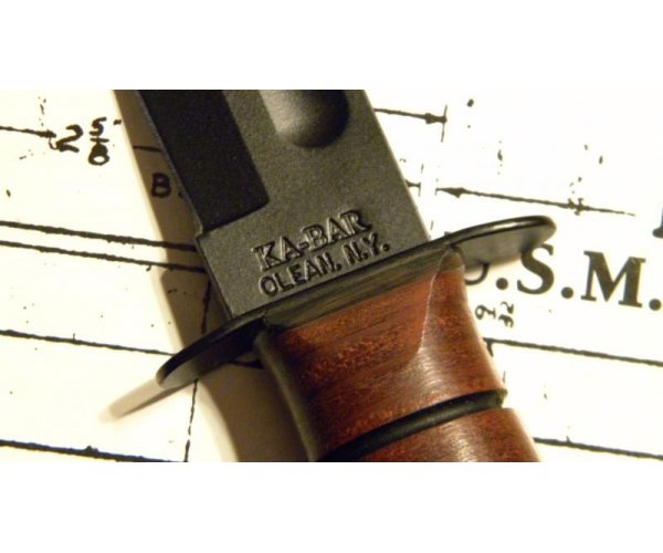 KABAR Olean, NY USA 1217 USMC Fighting Knife & Leather Sheath NIB