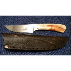 Custom Wart Hog Tusk Ivory Fixed Blade Knife with Cape Buffalo Leather Sheath by Arno Bernard