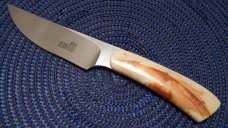 Custom Wart Hog Tusk Ivory Fixed Blade Knife with Cape Buffalo Leather Sheath by Arno Bernard 
