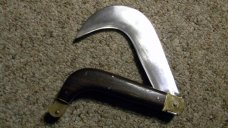 Hoffritz Made in Italy Large Wood Tea Pruner Knife w/Custom Leather Pouch