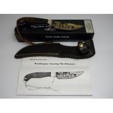Olsen USA Shaw Leibowitz Gold Etch Washington Crossing the Delaware Commemorative Sheath Knife
