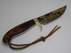 Olsen USA Shaw Leibowitz Gold Etch Washington Crossing the Delaware Commemorative Sheath Knife