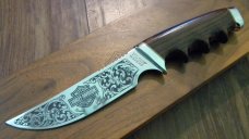 Gerber Portland, OR USA Wood Model 525 Harley Davidson Commemorative Fixed Blade Knife in Box c.1981