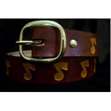 Handmade Leather Belt With Music Stamp - Made in the USA