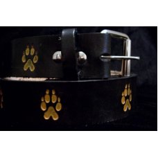 Handmade Leather Belt Wolf Track Stamp- Made in the USA