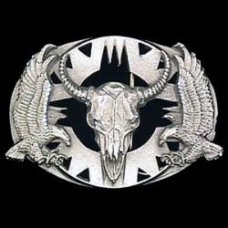 Buffalo Skull / Eagles DC Pewter Buckle Q7CD