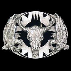 Buffalo Skull / Eagles DC Pewter Buckle Q7CD