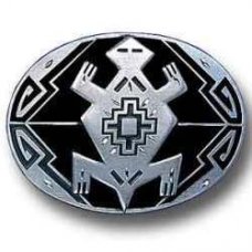Indian Turtle Diamond Cut Pewter Buckle J9D
