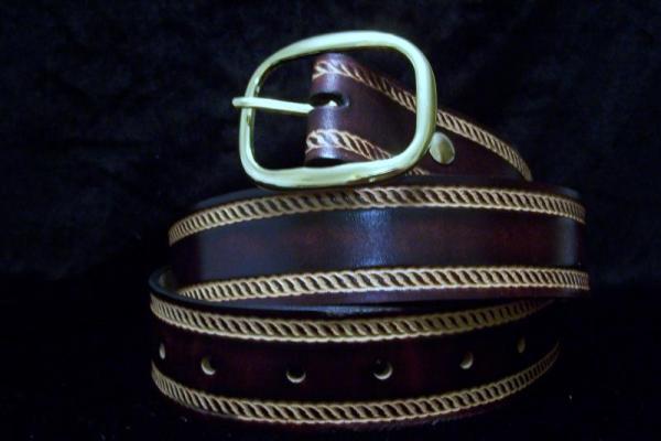 Handmade Leather Belt Rope Border- Made in the USA