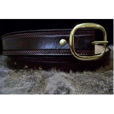 Handmade Leather Belt Rope Border- Made in the USA - STAIN IN TOOLING