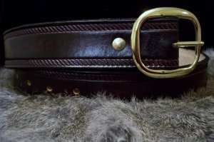 Handmade Leather Belt Rope Border- Made in the USA - STAIN IN TOOLING