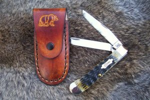 Handmade Leather Pocket Knife Case Small Upright # 17472