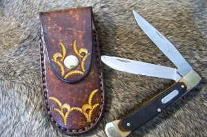 Handmade Leather Pocket Knife Case Small Upright 