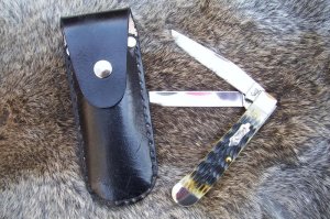 Handmade Leather Pocket Knife Case Large Upright # 17481