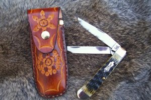 Handmade Leather Pocket Knife Case Large Upright # 17483