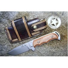 Handmade Leather Pocket Knife Case Sidewinder Large # 17501