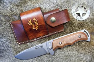 Handmade Leather Pocket Knife Case Sidewinder Large # 17587