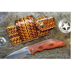 Handmade Leather Pocket Knife Case Sidewinder Large # 17590