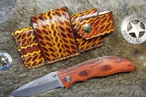 Handmade Leather Pocket Knife Case Sidewinder Large # 17590