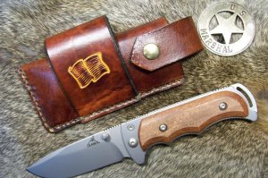 Handmade Leather Pocket Knife Case Sidewinder Large # 17591