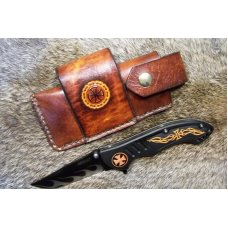 Handmade Leather Pocket Knife Case Sidewinder Large # 17592