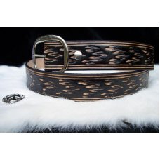 Handmade Leather Belt Flame Tooling- Made in the USA