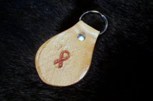 Handmade Leather Key Chain - Support Ribbion