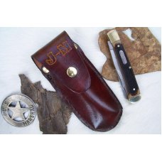 Handmade Leather Pocket Knife Case Large Upright # 19486
