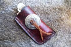 Handmade Leather Pocket Knife Case Large Upright - Open Top #19658